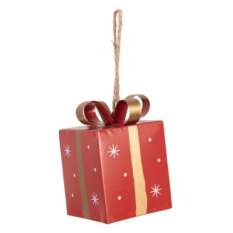 Clayre & Eef Christmas Ornament Gift 5x5x8 cm Red Metal