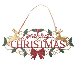 Clayre & Eef Text Sign 70x1x34 cm Red Metal
