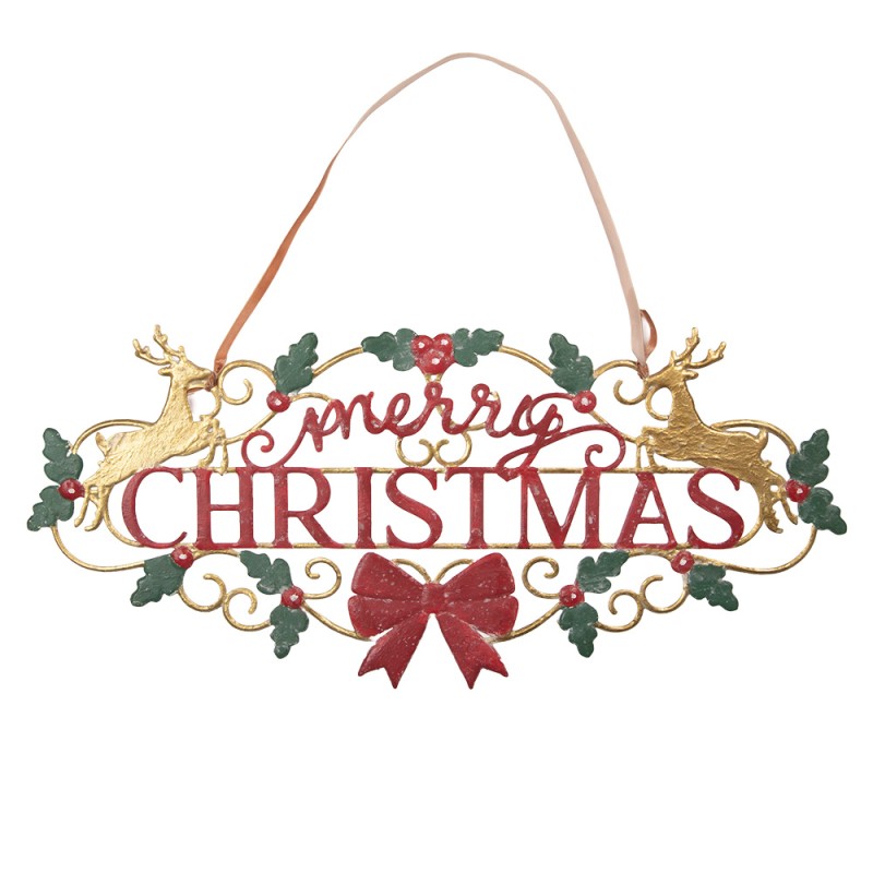 Clayre & Eef Text Sign 70x1x34 cm Red Metal