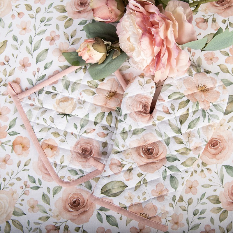 Clayre & Eef Tafelkleed 100x100 cm Beige Katoen