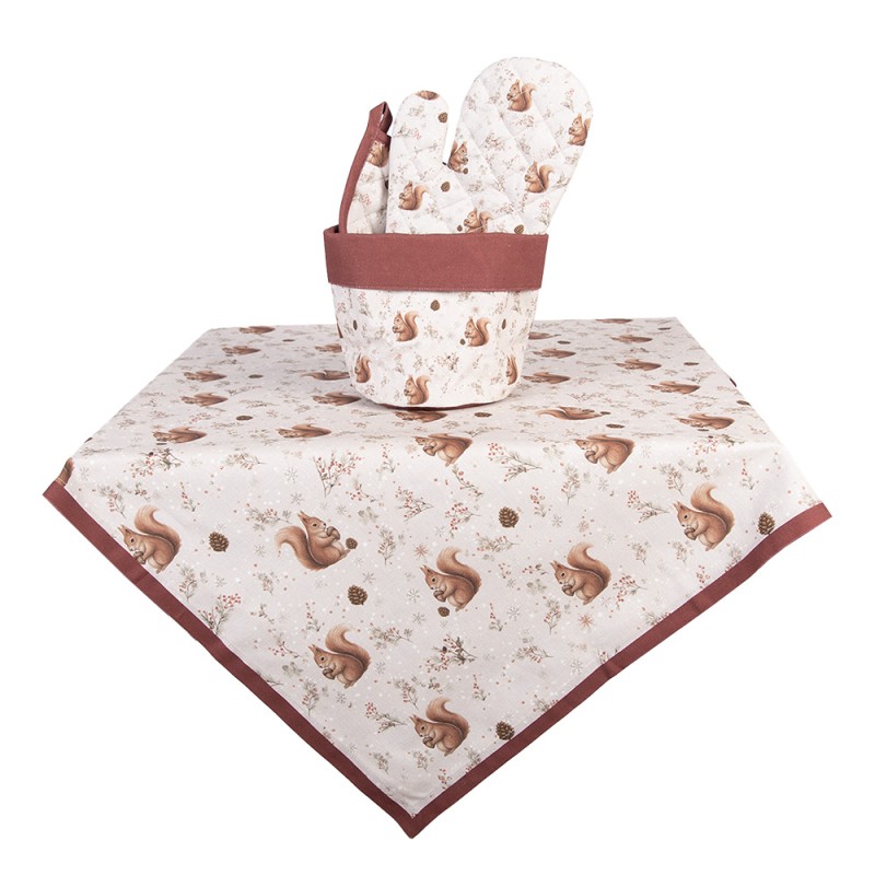 Clayre & Eef Tafelkleed 100x100 cm Beige Katoen