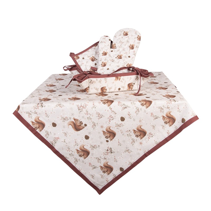 Clayre & Eef Bread Basket 35x35x8 cm Beige Cotton