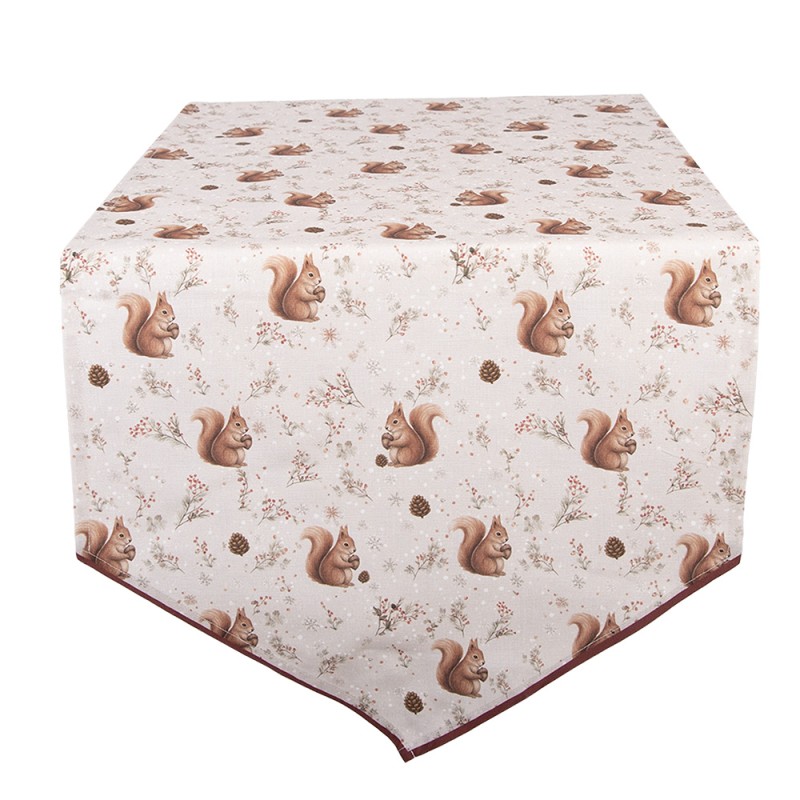 Clayre & Eef Tafelloper 50x160 cm Beige Katoen