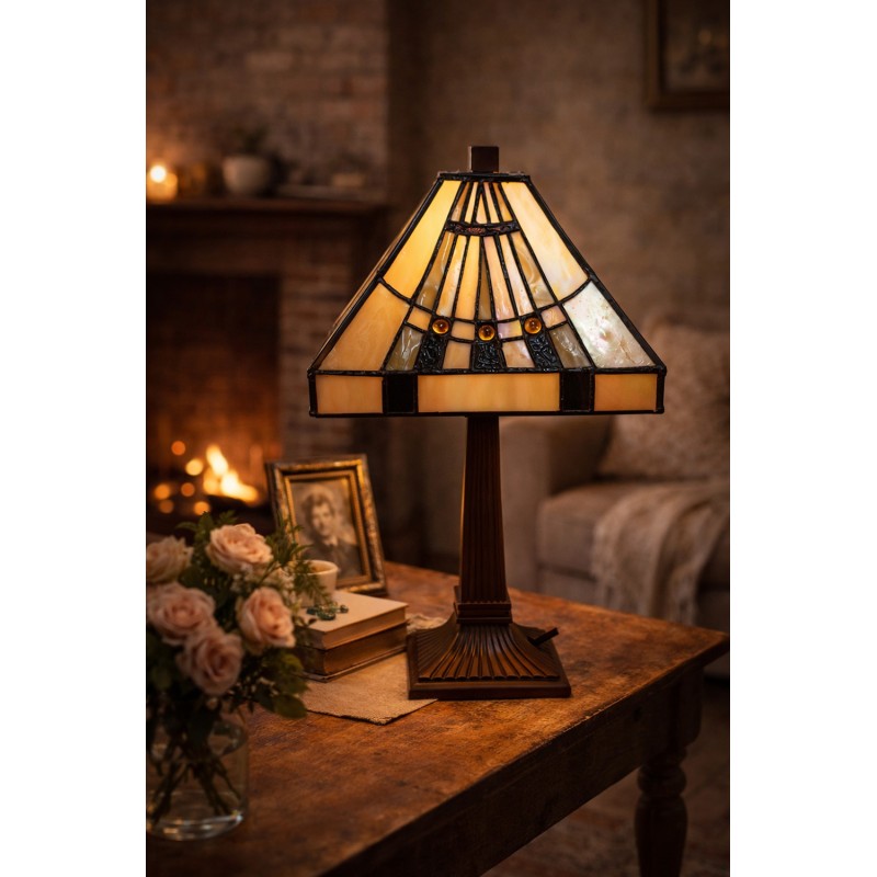 Lumilamp Lampada da tavolo Tiffany 23x23x38 cm Beige Vetro