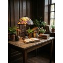 Lumilamp Tiffany Tafellamp Ø 44x57 cm Geel Groen Glas Bloemen