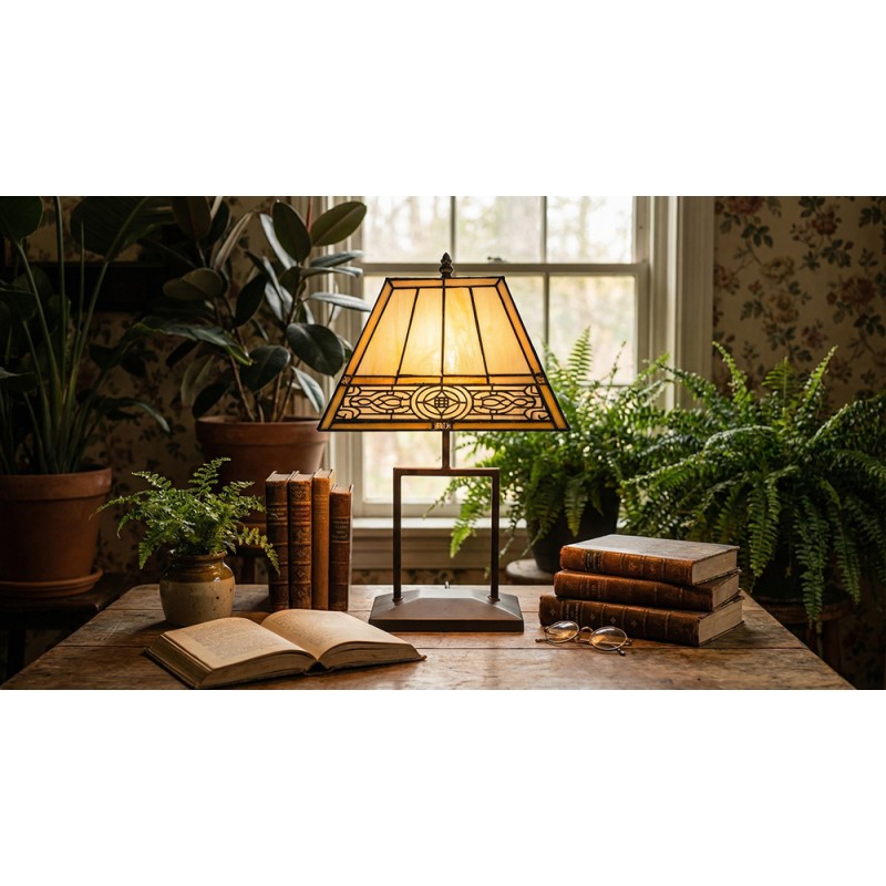 Lumilamp Lampada da tavolo Tiffany 28x20x44 cm Beige Marrone Poliresina