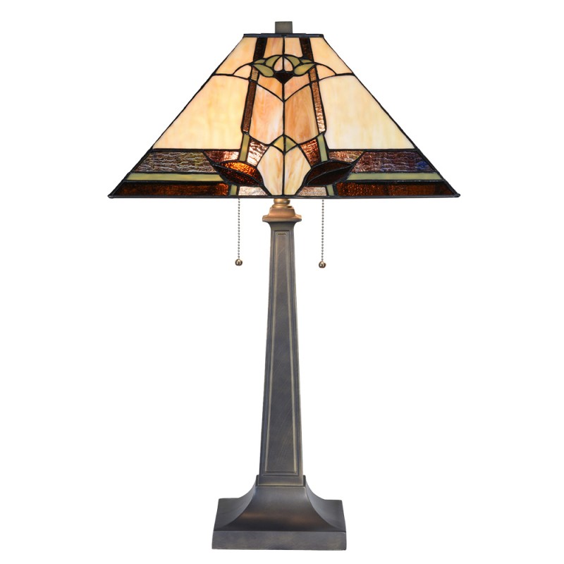 Lumilamp Tiffany Tischlampe 80 cm Beige Glas