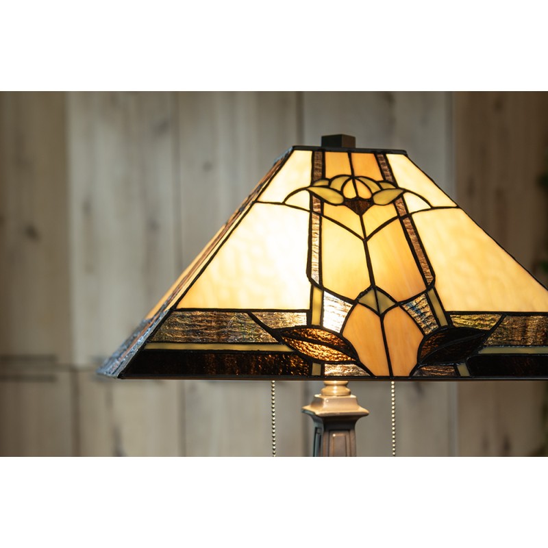 Lumilamp Tiffany Tischlampe 80 cm Beige Glas