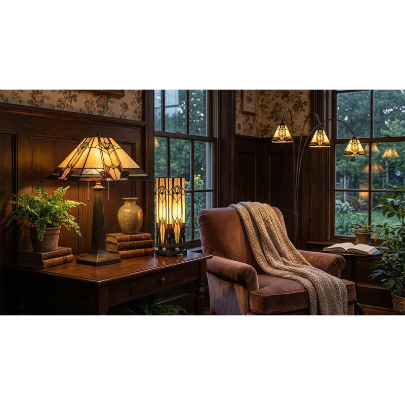 Lumilamp Lampadaire Tiffany 200 cm Beige Verre