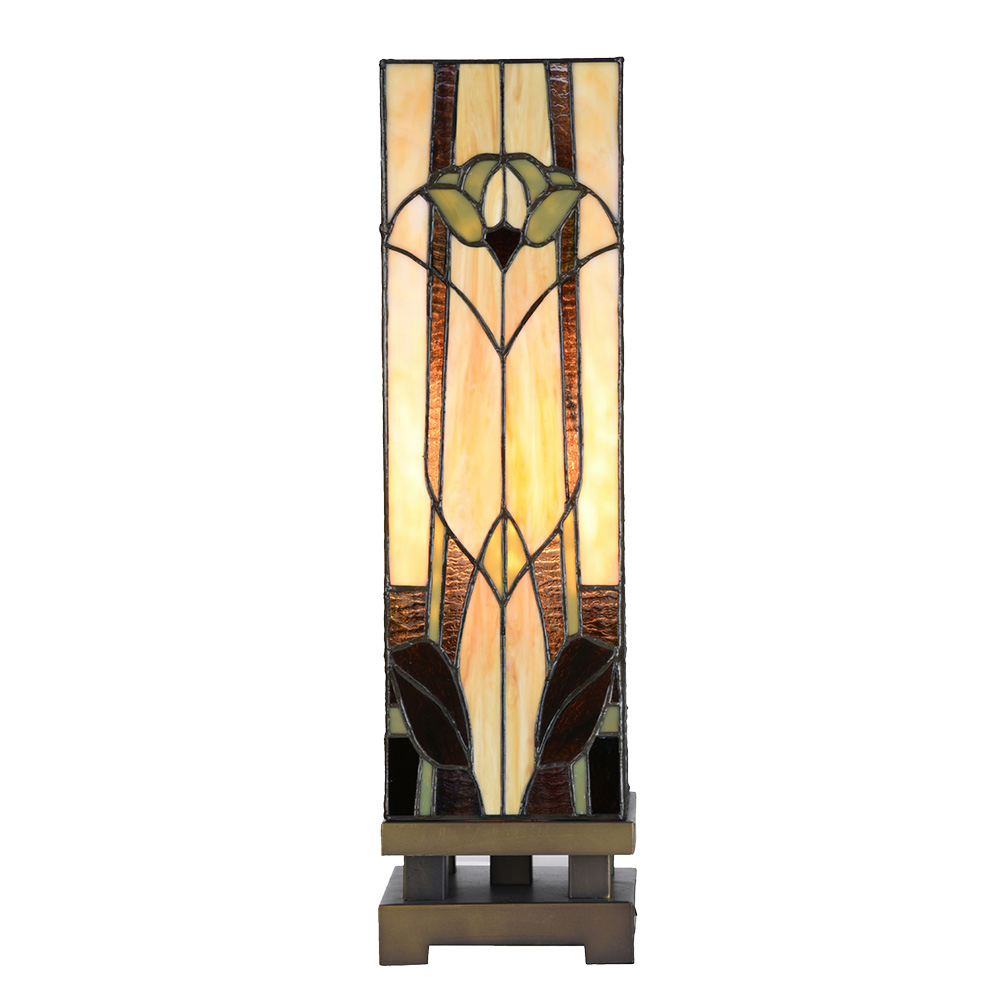 Lumilamp Tiffany Tafellamp 15x15x54 cm Beige Bruin Glas afbeelding