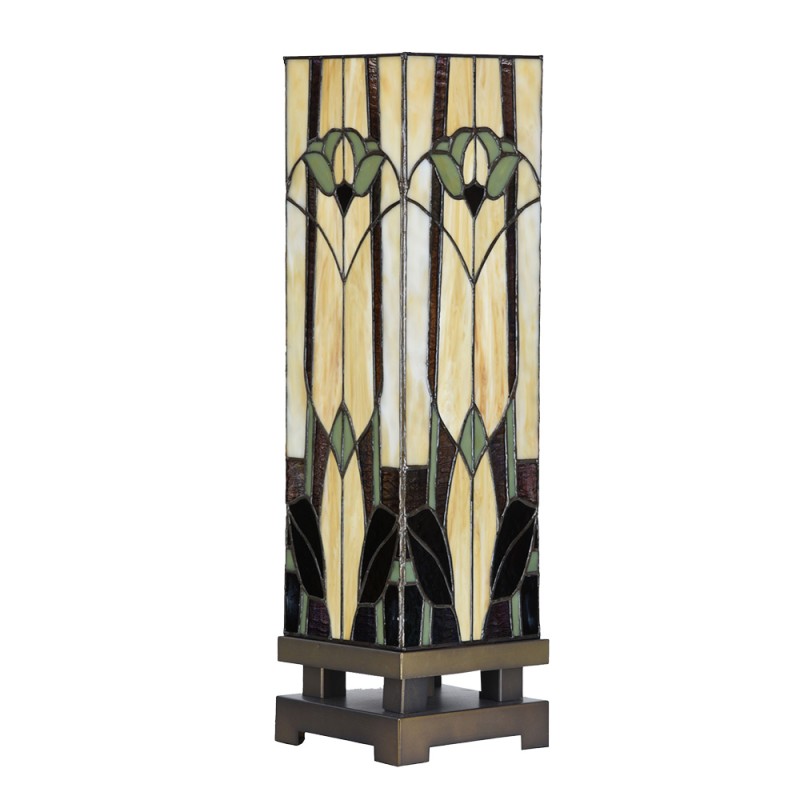 Lumilamp Tiffany Tischlampe 15x15x54 cm Beige Braun Glas