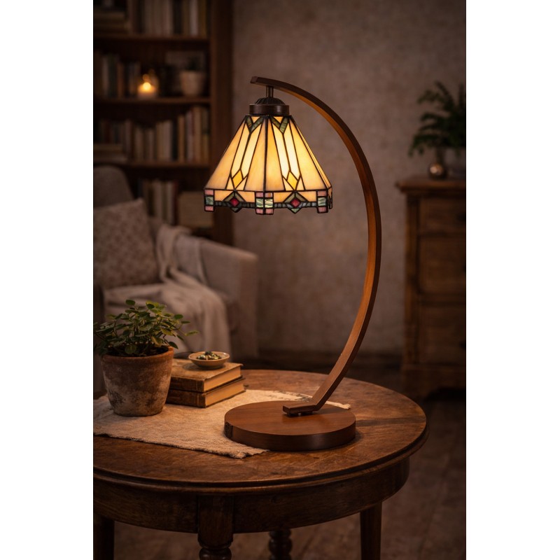 Lumilamp Lampada da tavolo Tiffany Ø 20x57 cm Beige Vetro