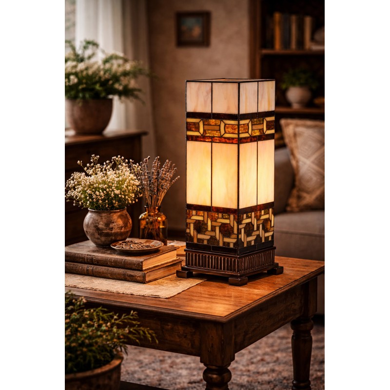 Lumilamp Table Lamp Tiffany 17x17x44 cm Beige Glass