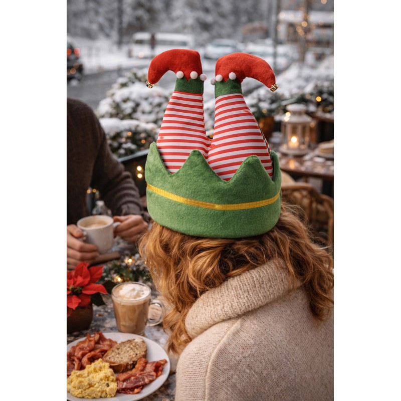 Clayre & Eef Decorazione di Natalizie Cappello di Natale 30x33 cm Verde Sintetico