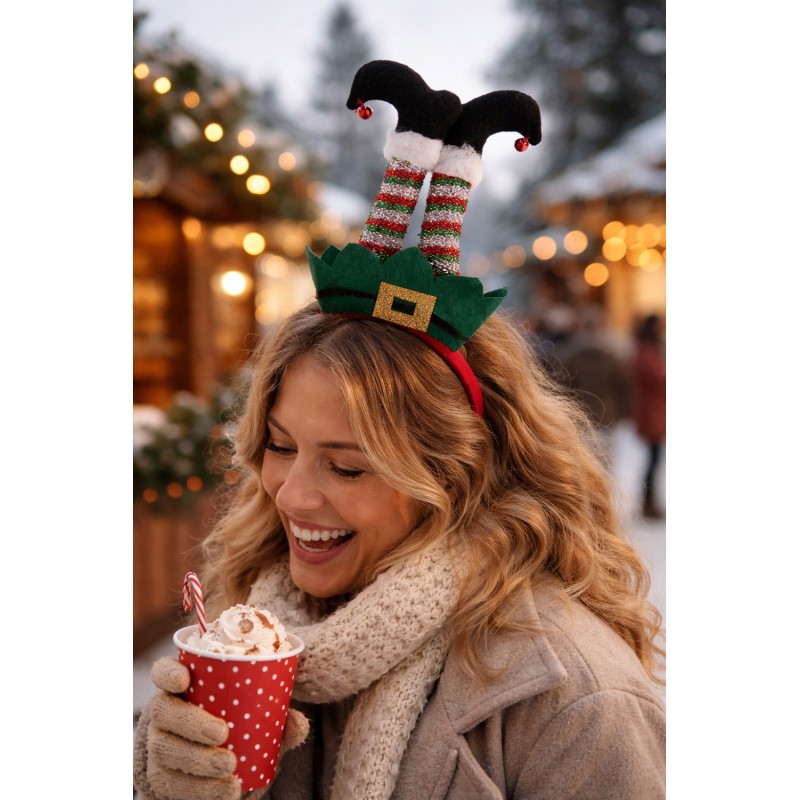 Clayre & Eef Christmas Headband 15x3x31 cm Green Plastic