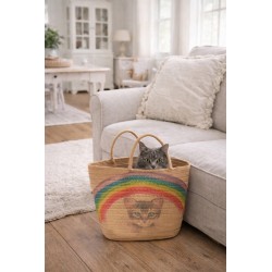 Clayre & Eef Strandtas 44x27x30 cm Bruin Synthetisch Kat