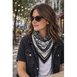 Juleeze Sjaal Dames Print 140x140 cm Zwart Synthetisch