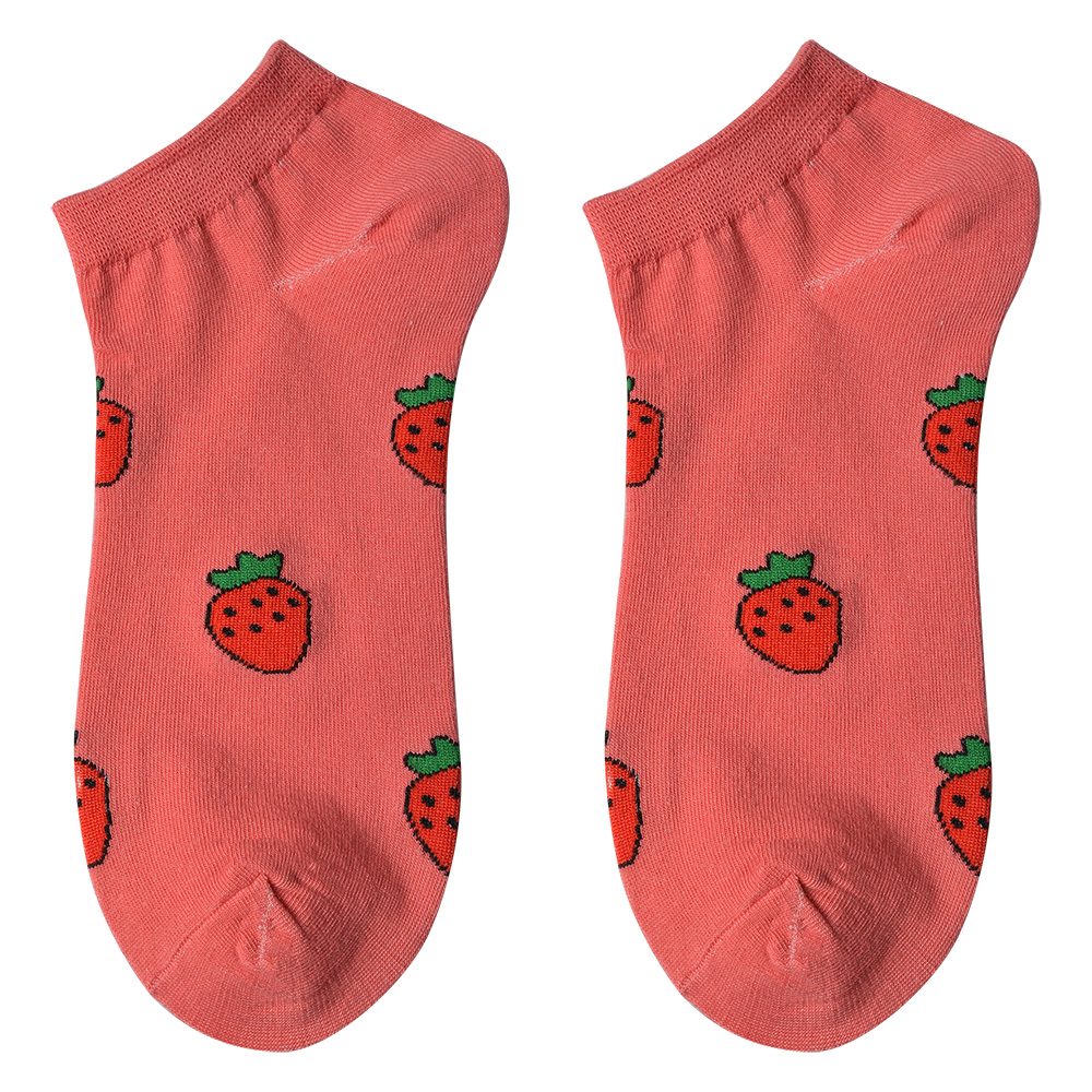 Clayre & Eef Grappige Sokken one size Rood Polyester Aardbeien afbeelding