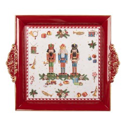 Clayre & Eef Dienblad 30x26x3 cm Rood Kunststof