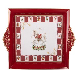Clayre & Eef Dienblad 30x26x3 cm Rood Kunststof