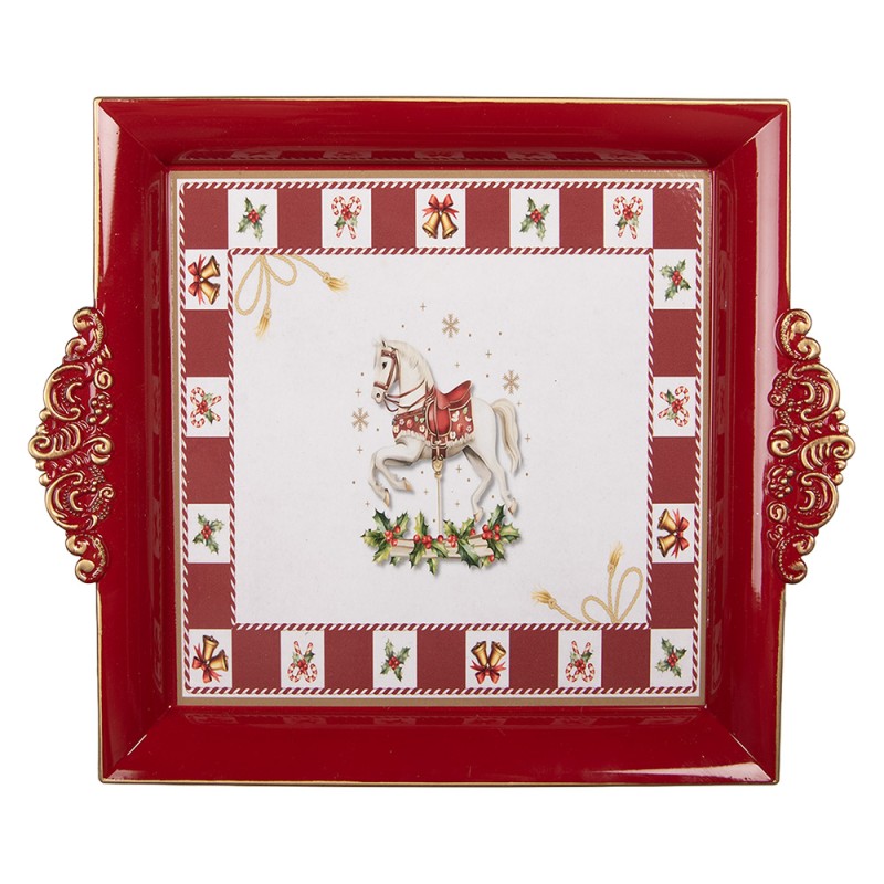 Clayre & Eef Dienblad 30x26x3 cm Rood Kunststof