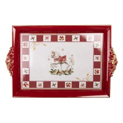 Clayre & Eef Dienblad 41x26x3 cm Rood Kunststof