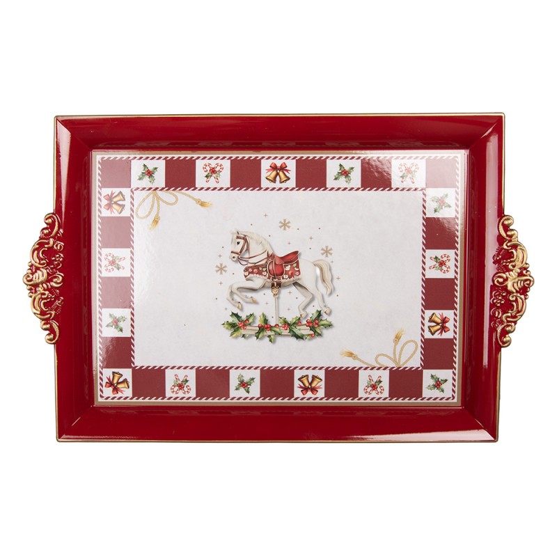 Clayre & Eef Dienblad 41x26x3 cm Rood Kunststof