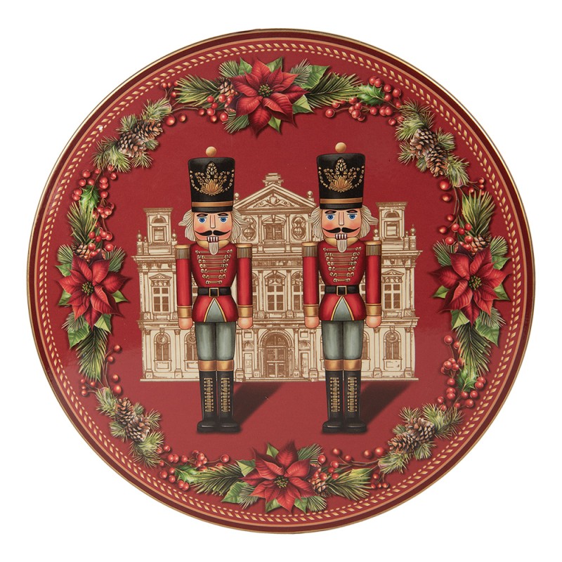 Clayre & Eef Plaque à gâteaux sur pied Ø 29x10 cm Rouge Plastique