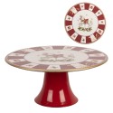 Clayre & Eef Plaque à gâteaux sur pied Ø 22x10 cm Rouge Plastique