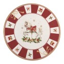 Clayre & Eef Plaque à gâteaux sur pied Ø 22x10 cm Rouge Plastique