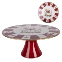 Clayre & Eef Plaque à gâteaux sur pied Ø 33x14 cm Rouge Plastique