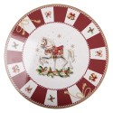 Clayre & Eef Plaque à gâteaux sur pied Ø 33x14 cm Rouge Plastique
