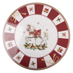 Clayre & Eef Vassoio per torte su piede Ø 33x14 cm Rosso Plastica