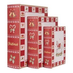 Clayre & Eef Boîte de rangement set de 3 Livres 27x22x7 / 22x17x6 / 17x12x4 cm Blanc Plastique