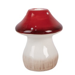 Clayre & Eef Candelabro Fungo Ø 9x10 cm Bianco Rosso Ceramica