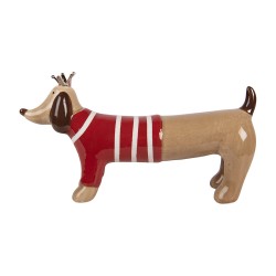 Clayre & Eef Image de décoration Chien 15x5x9 cm Marron Céramique