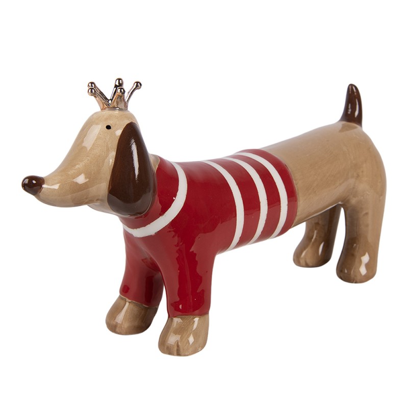 Clayre & Eef Image de décoration Chien 15x5x9 cm Marron Céramique