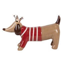 Clayre & Eef Image de décoration Chien 24x6x13 cm Marron Céramique