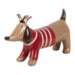 Clayre & Eef Image de décoration Chien 24x6x13 cm Marron Céramique