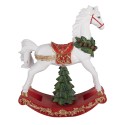 Clayre & Eef Décoration de Noël Image Cheval à bascule 32x12x39 cm Blanc Plastique