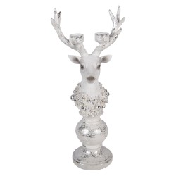 Clayre & Eef Candelabro Renna 17x11x38 cm Bianco Plastica