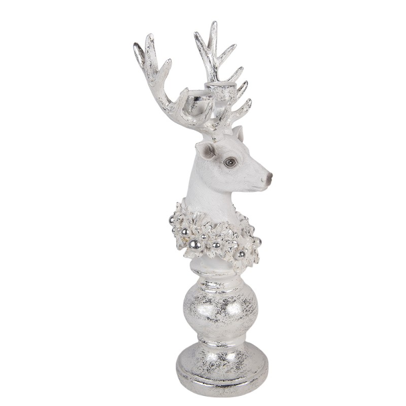 Clayre & Eef Candelabro Renna 17x11x38 cm Bianco Plastica