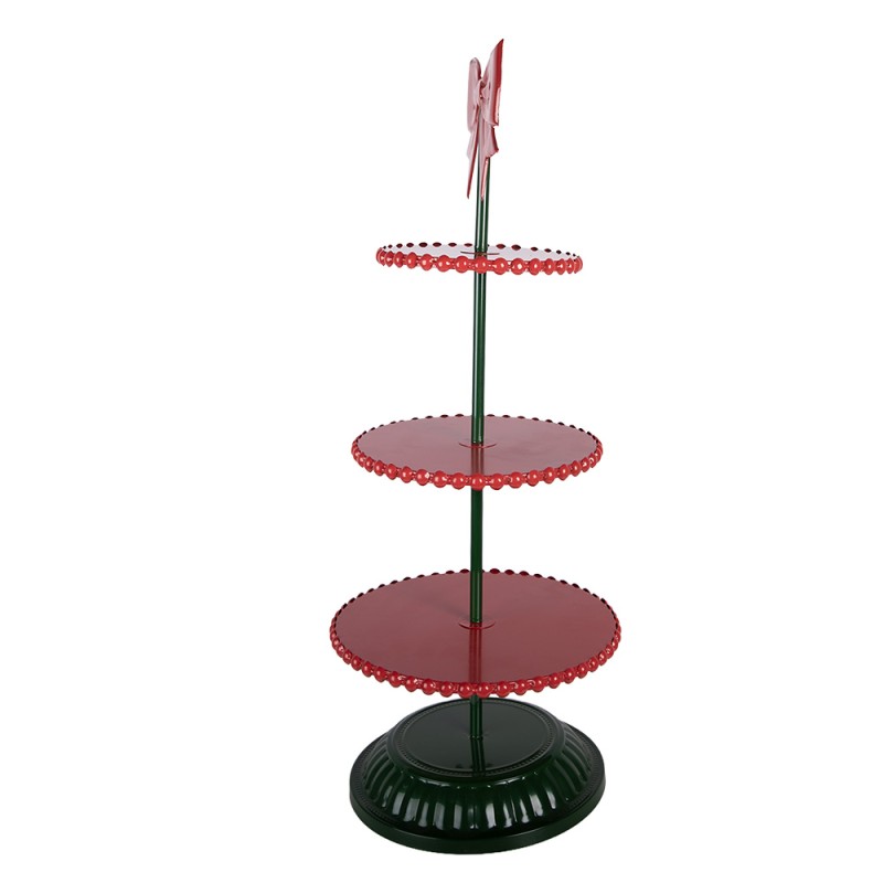 Clayre & Eef Etagère 3 couches Ø 31x80 cm Rouge Métal