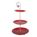 Clayre & Eef Etagère 3 couches Ø 35x64 cm Rouge Métal