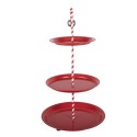 Clayre & Eef Etagère 3 couches Ø 35x64 cm Rouge Métal