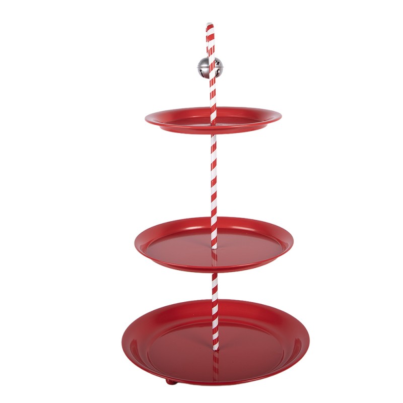 Clayre & Eef Etagère 3 couches Ø 35x64 cm Rouge Métal