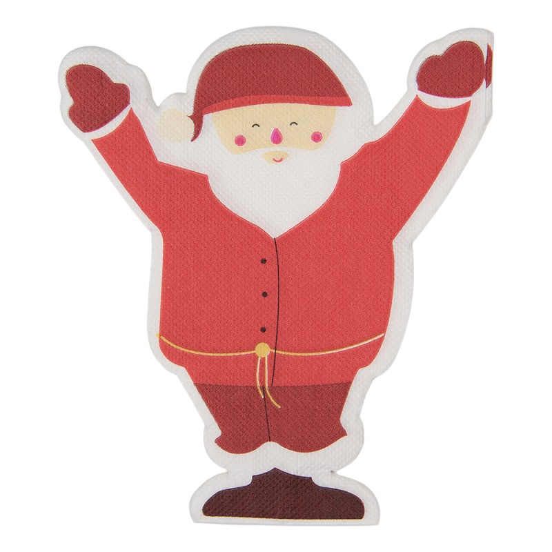 Clayre & Eef Servetten Papier Set van 20 Kerstman Rood Papier