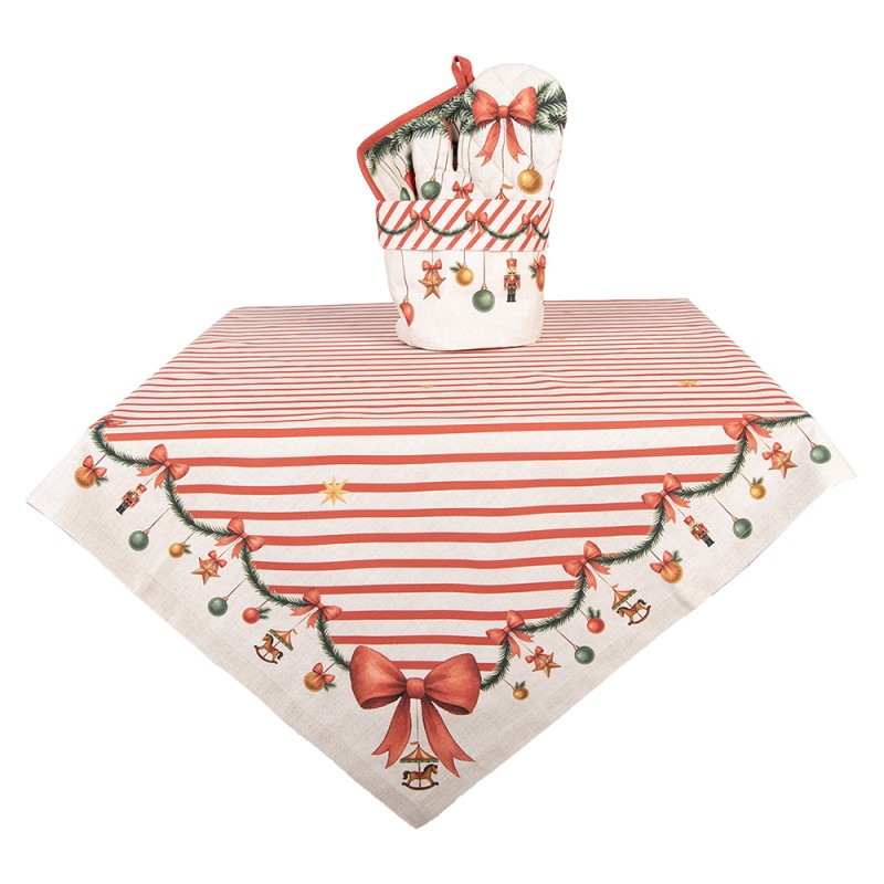 Clayre & Eef Tafelkleed 100x100 cm Beige Katoen