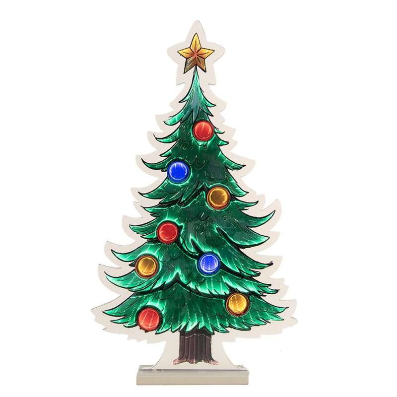 Clayre & Eef Lampe miroir infinity de Noël Sapin de Noël 38x7x67 cm Vert Plastique
