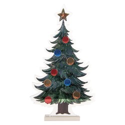 Clayre & Eef Christmas Infinity Mirror Lamp Christmas Tree 38x7x67 cm Green Plastic